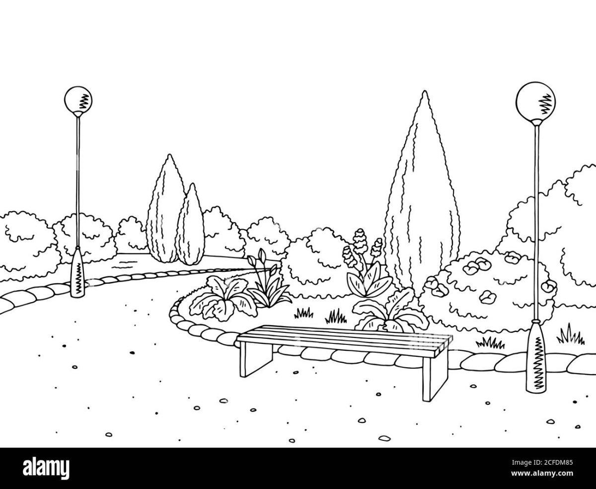 Прогулка в парке карандашом