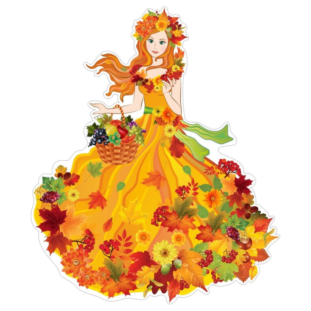 Девочка осень раскраска