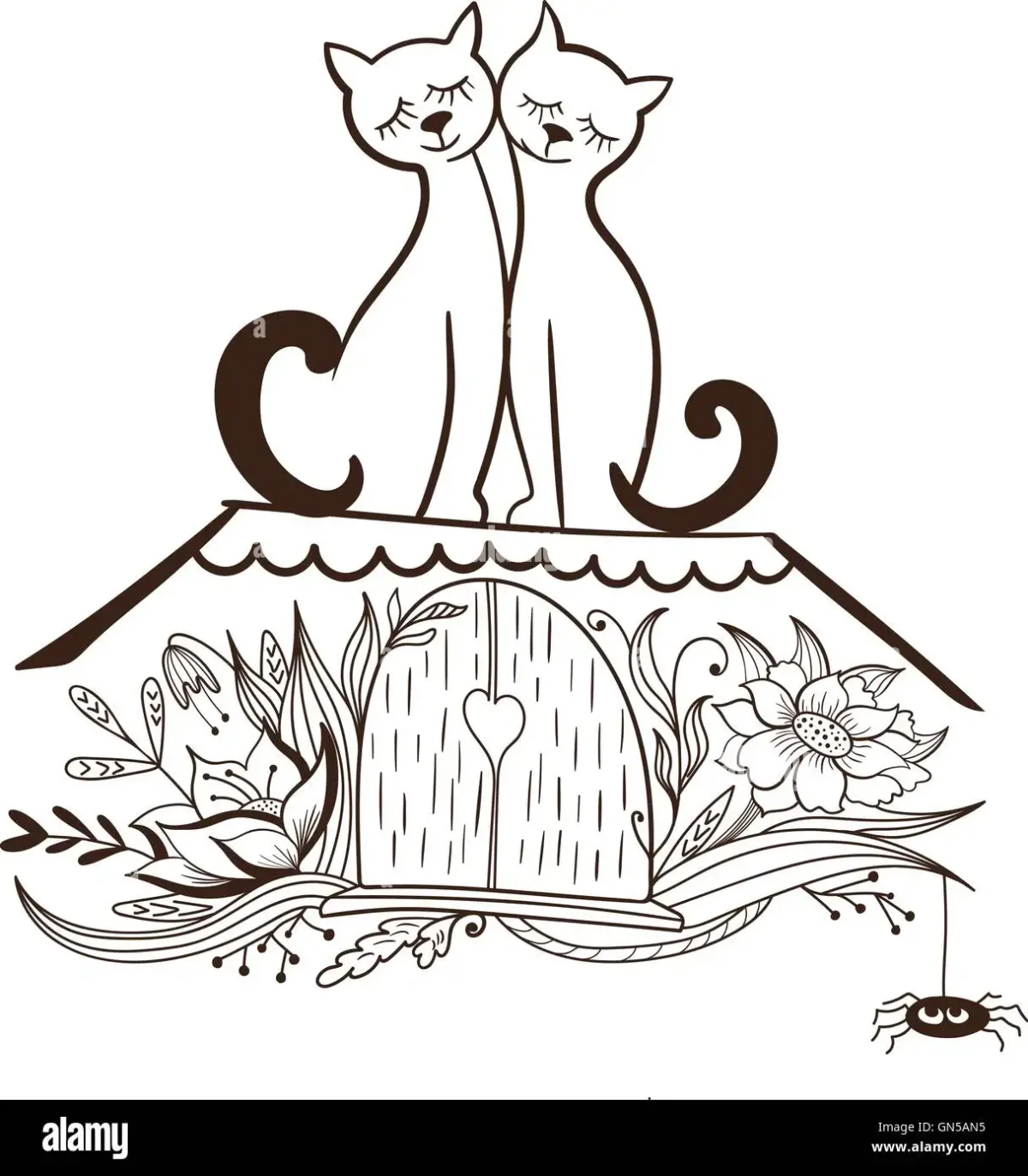 Силуэты котов на крыше