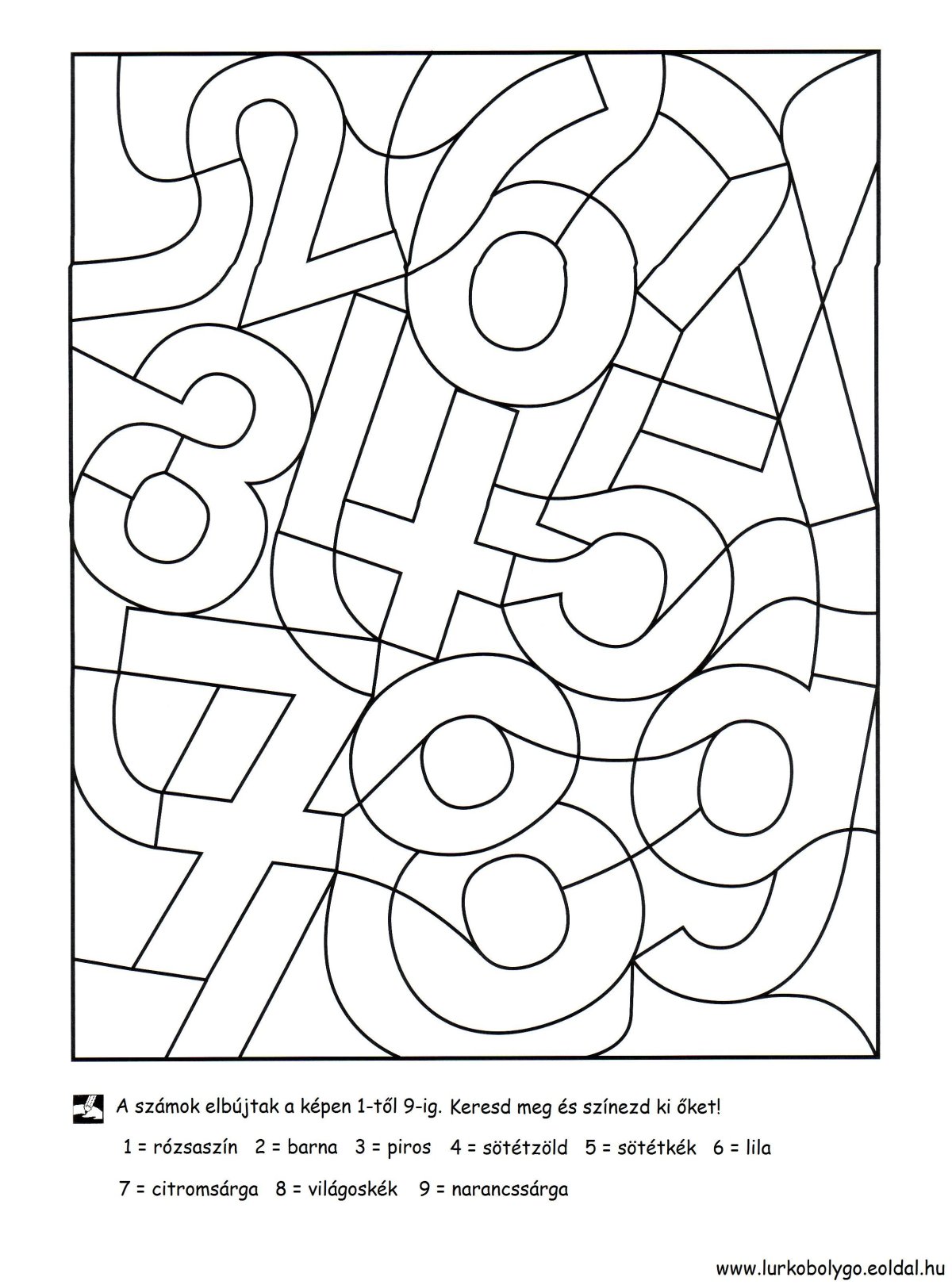 Найди и раскрась цифры