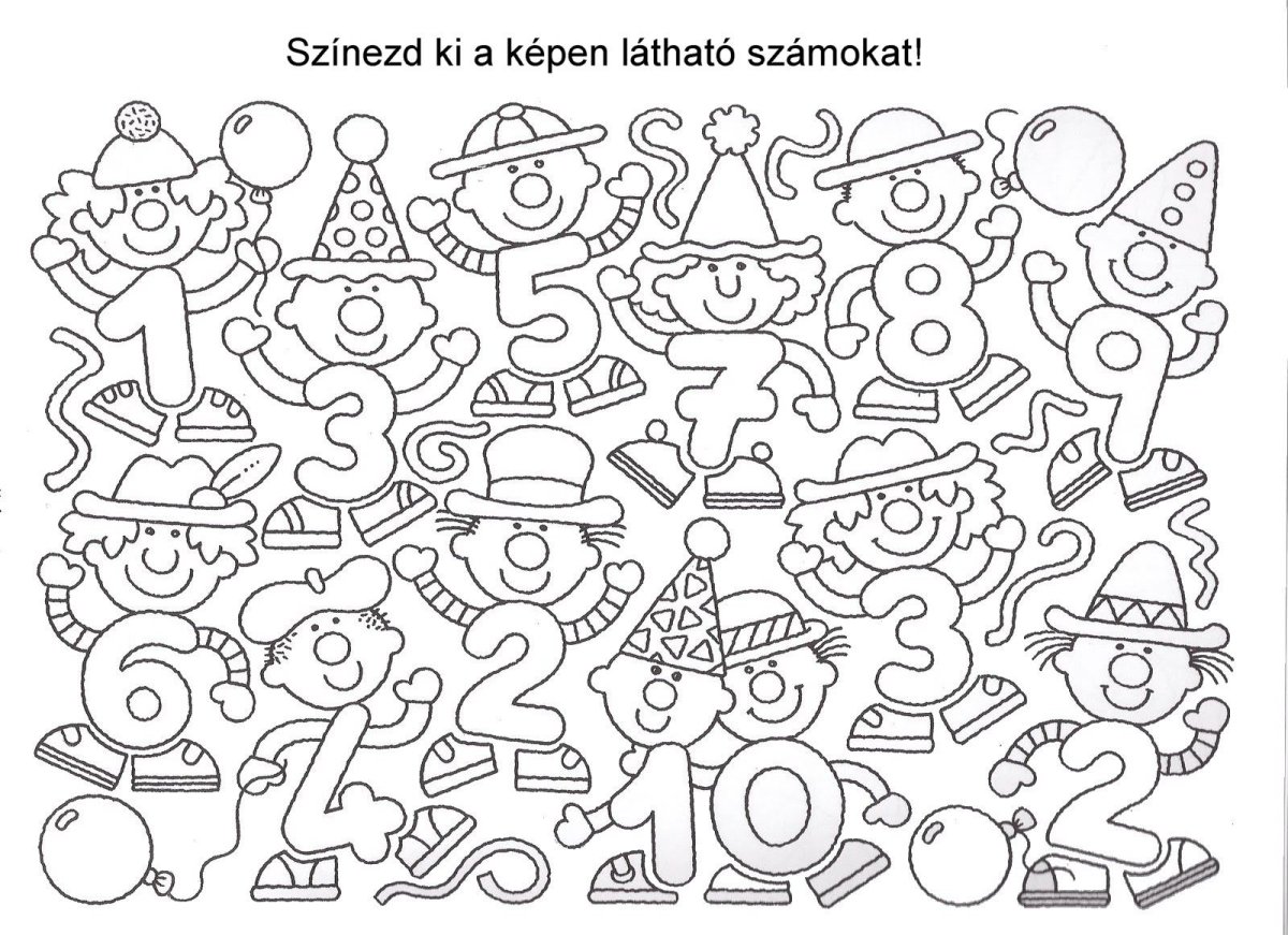 Найди и раскрась цифры