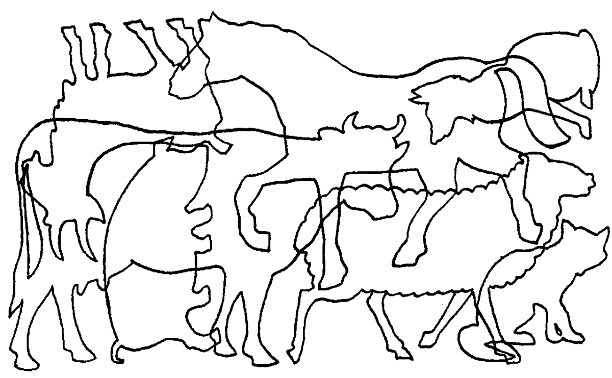 Наложенные контуры фрукты