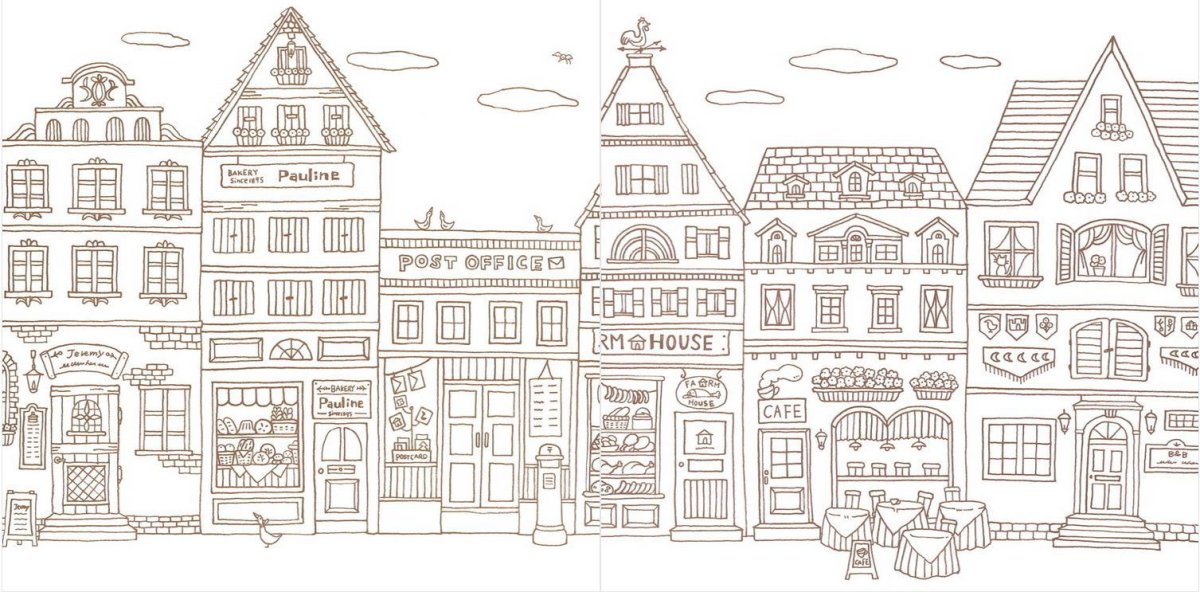 Раскраска. Домики