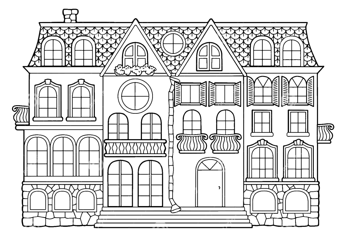 Раскраска кукольный домик