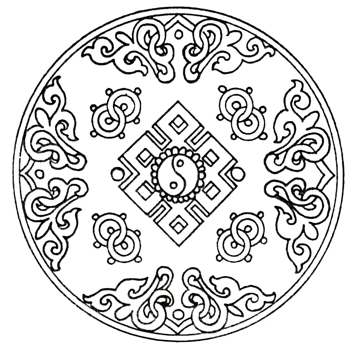 Монгольский орнамент "дугуй хээ"