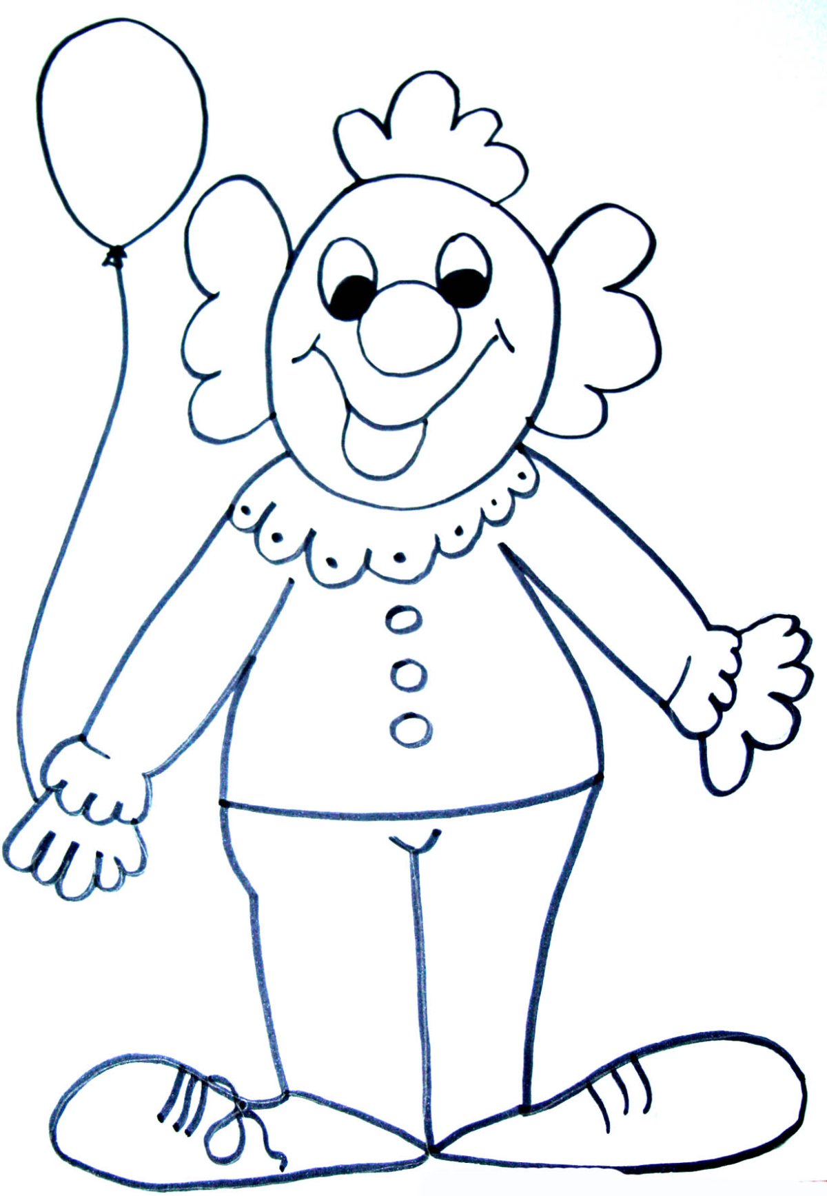 Клоун чёрно белый для детей