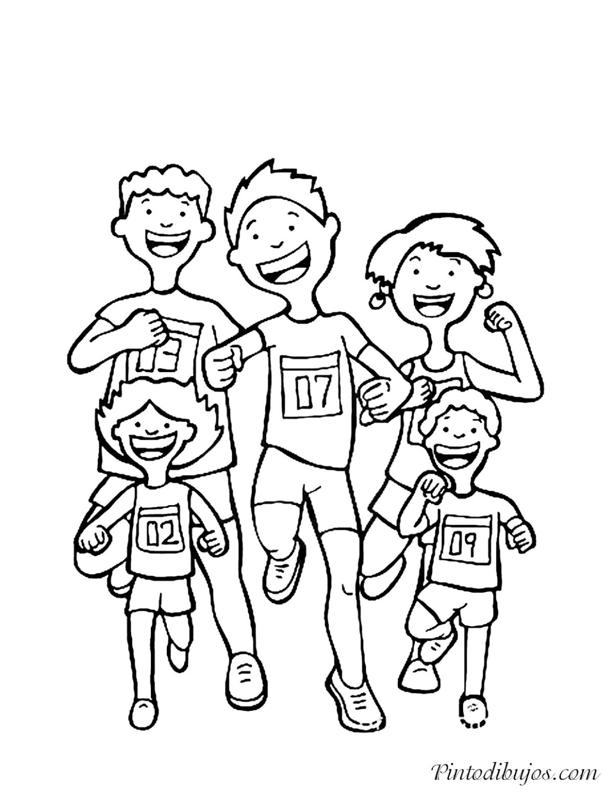 Раскраска спортивная семья для детей