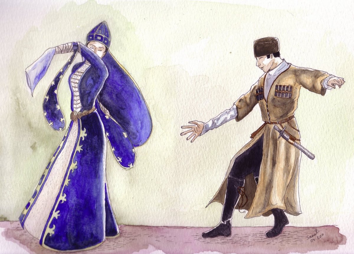 Кабардинский национальный костюм рисунок