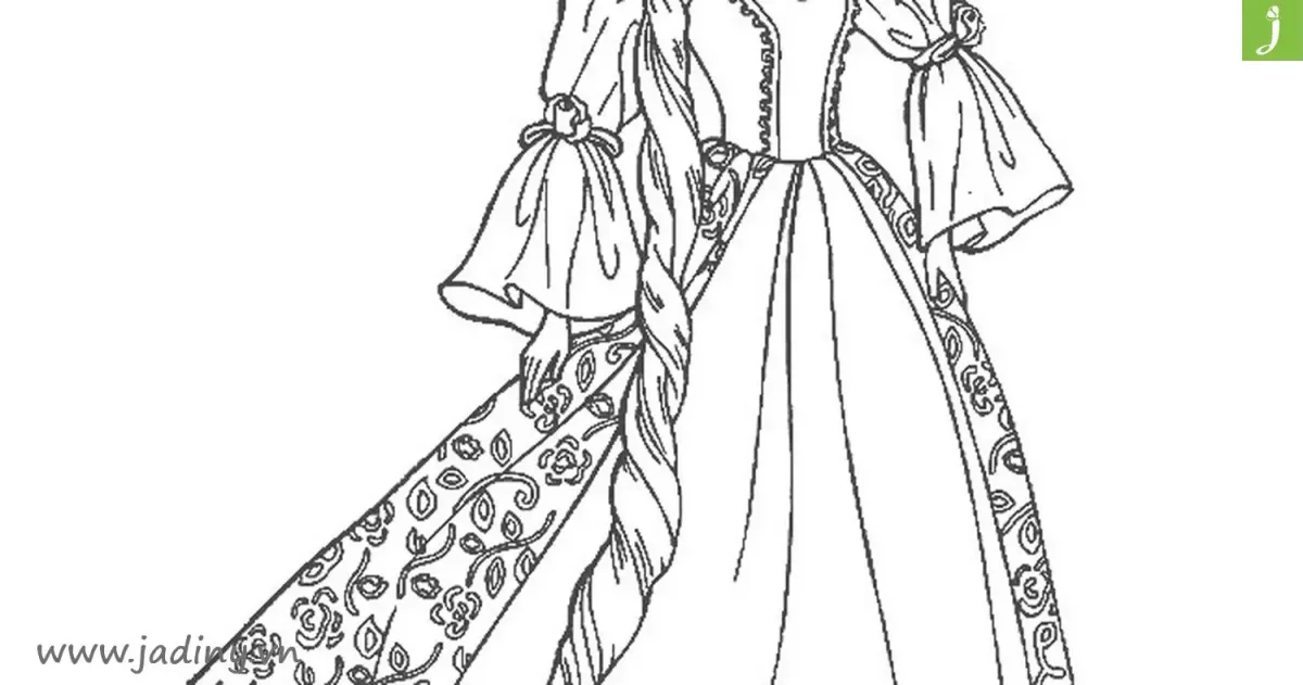 Раскраска пышное платье