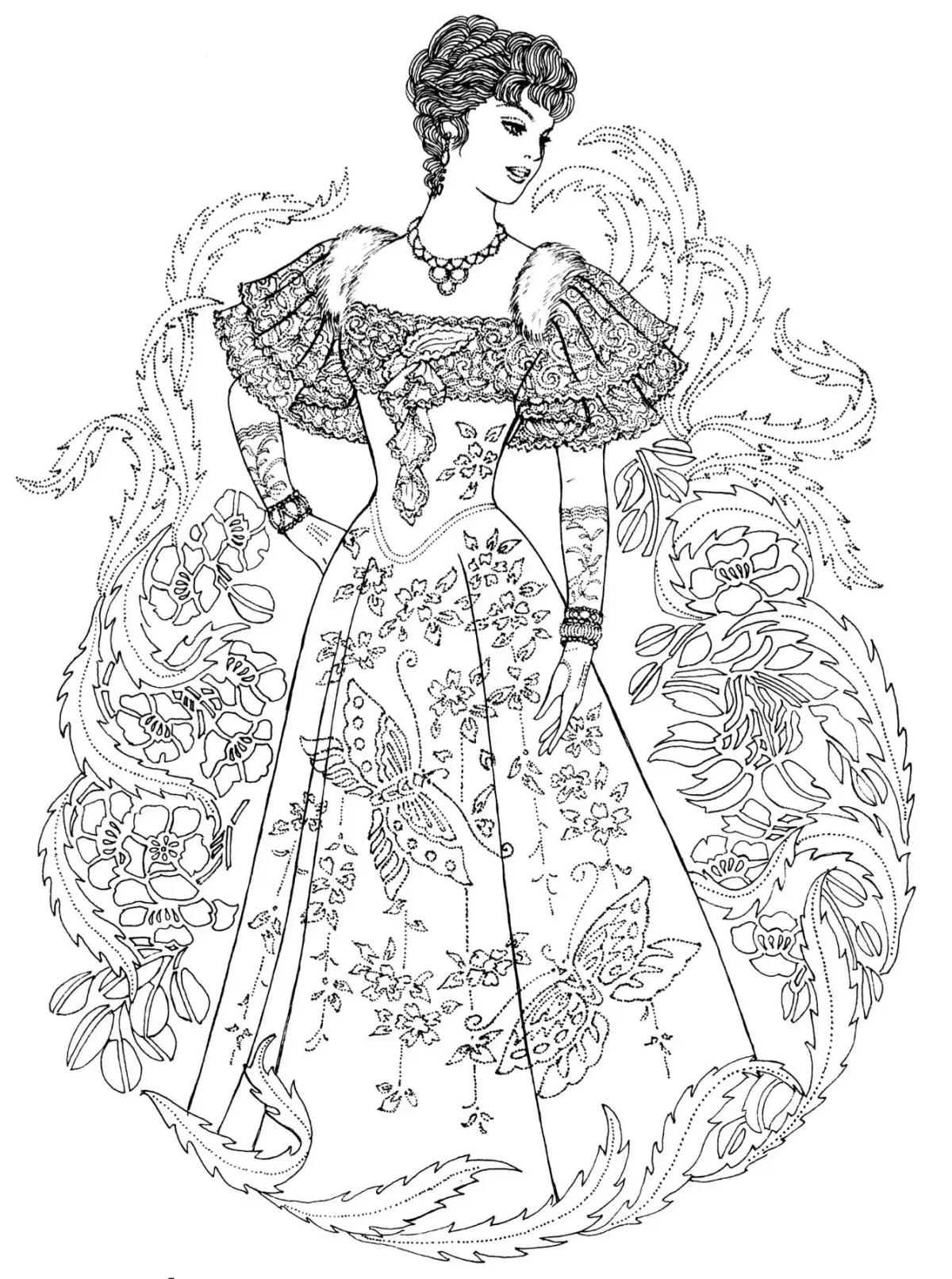 Раскраски красивые платья