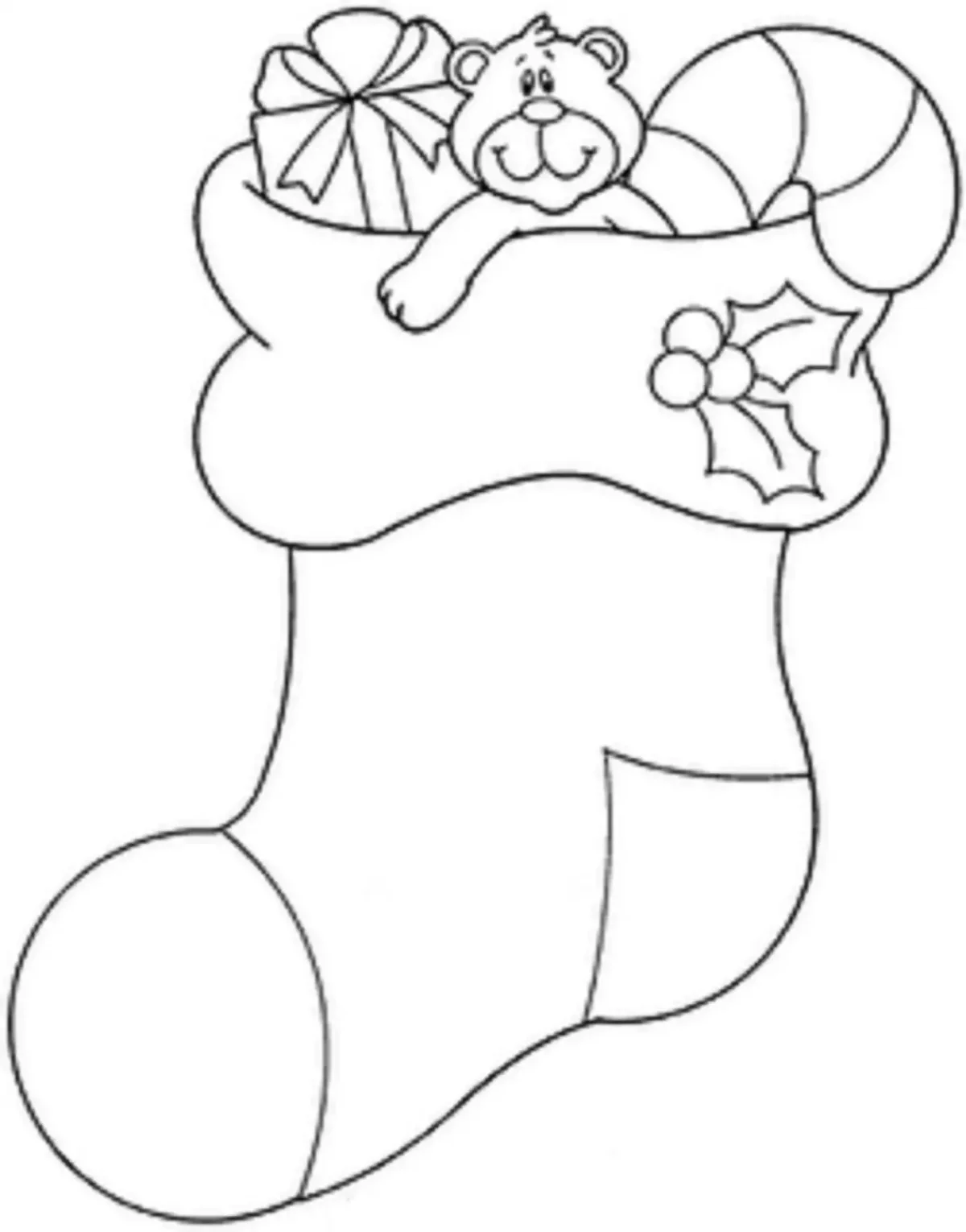 Новогодний сапожок трафарет