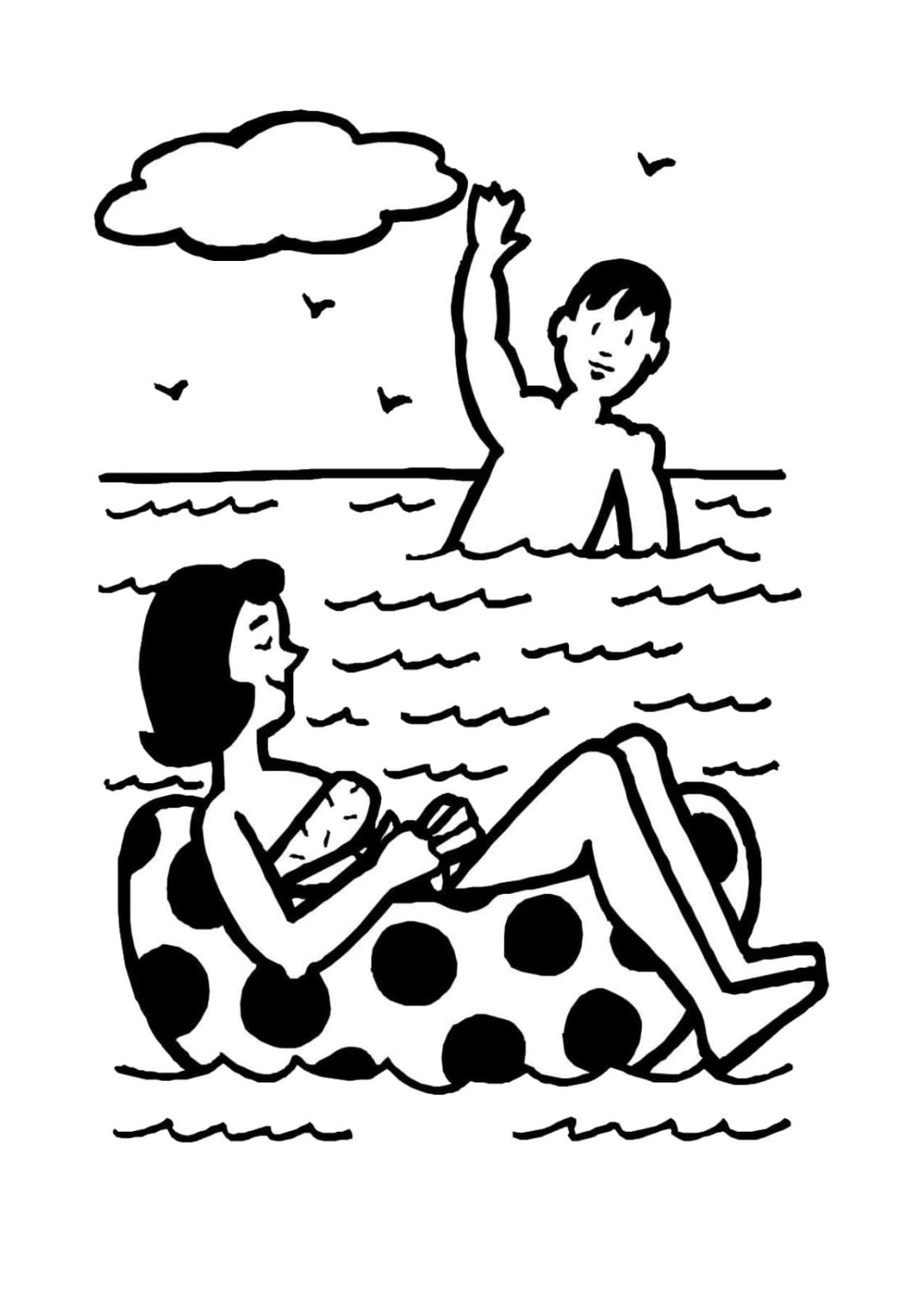 Раскраска мальчик купается в ванной