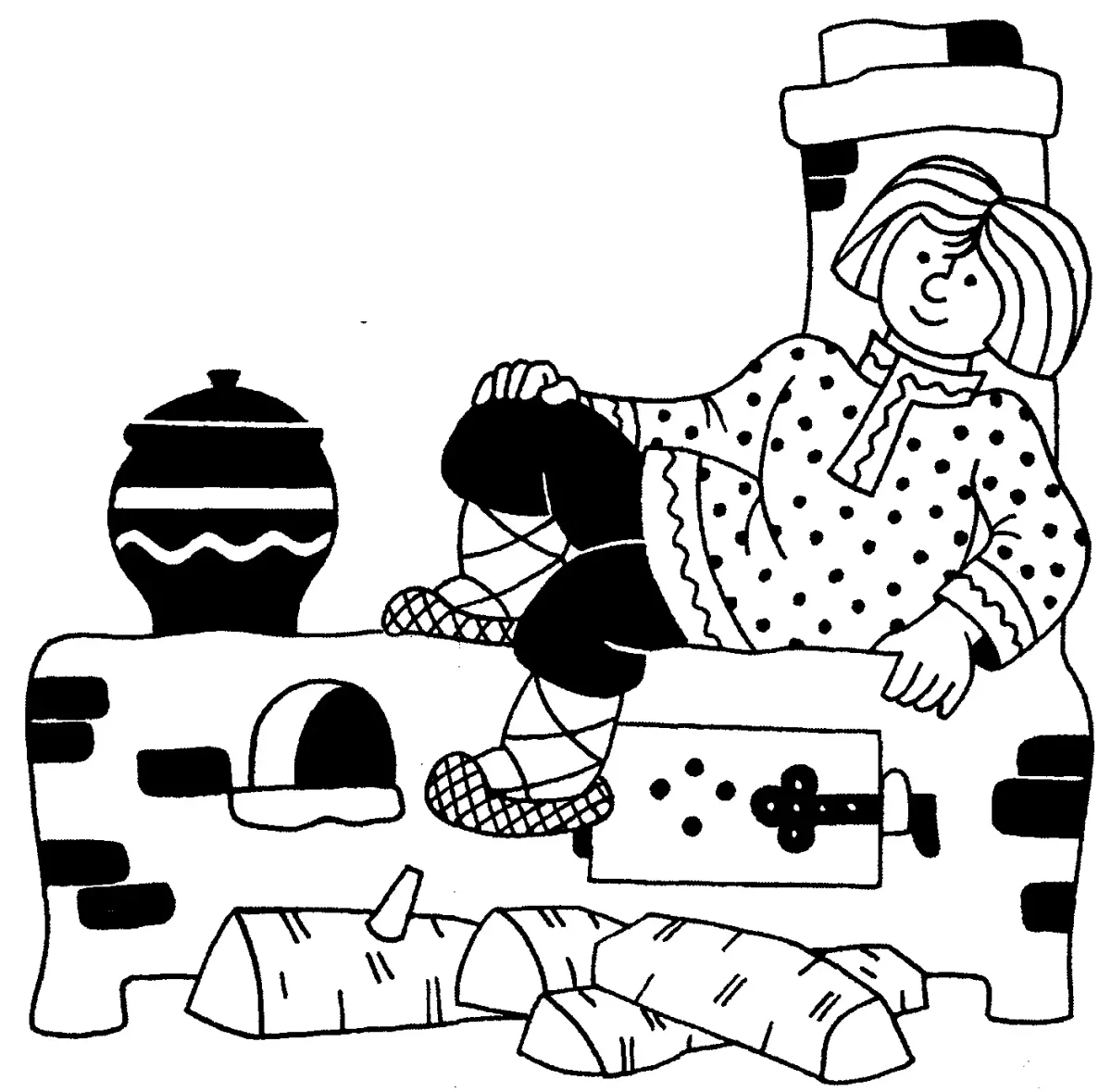 Емеля на печи раскраска