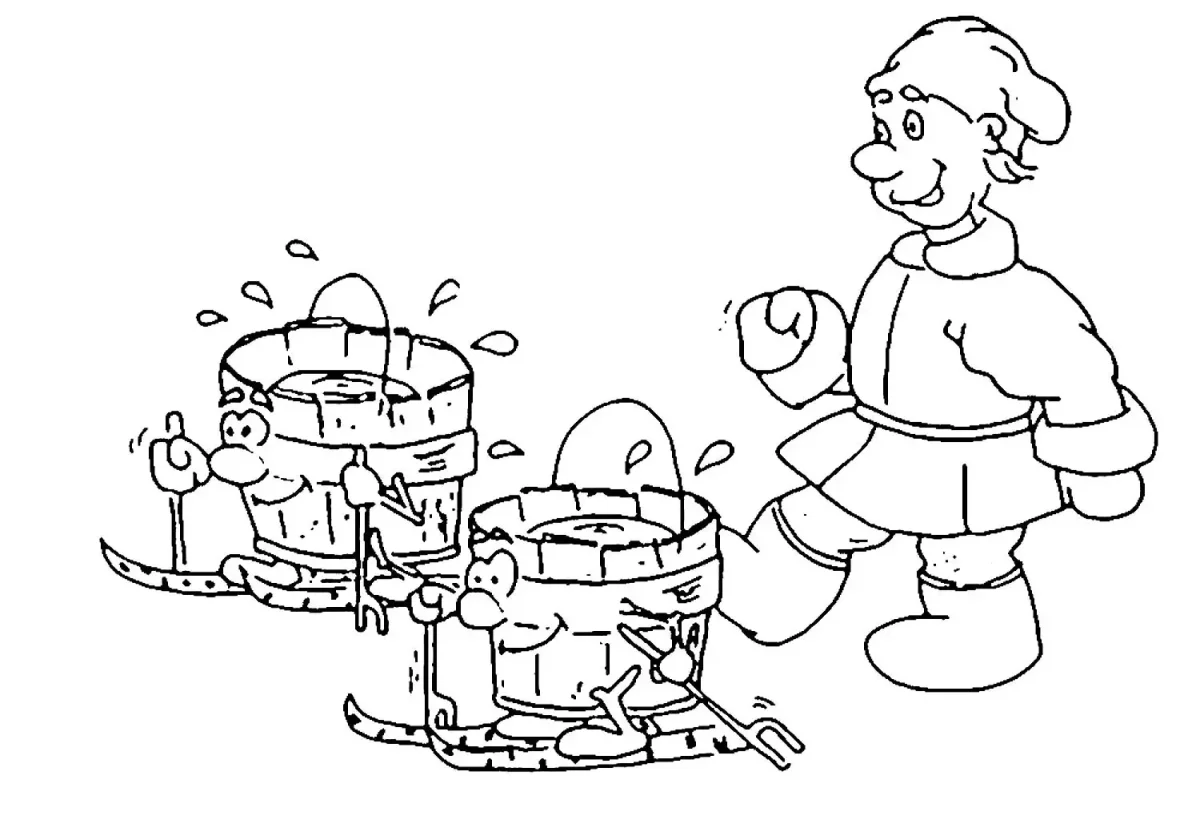 Раскраски по сказке по щучьему велению для детей