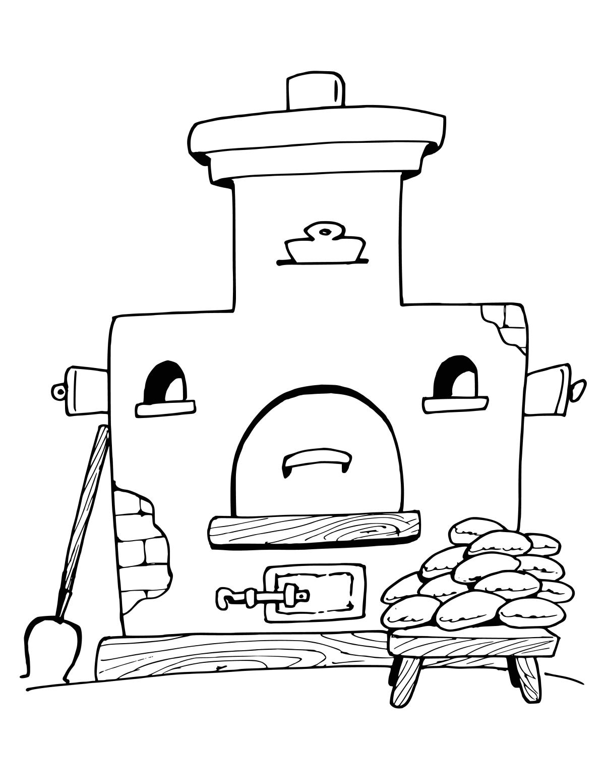 Печка из сказки раскраска