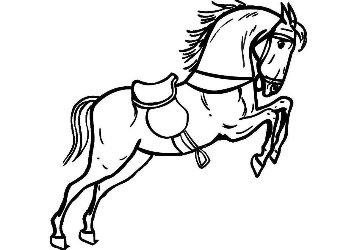 Раскраска лошадка с жеребенком
