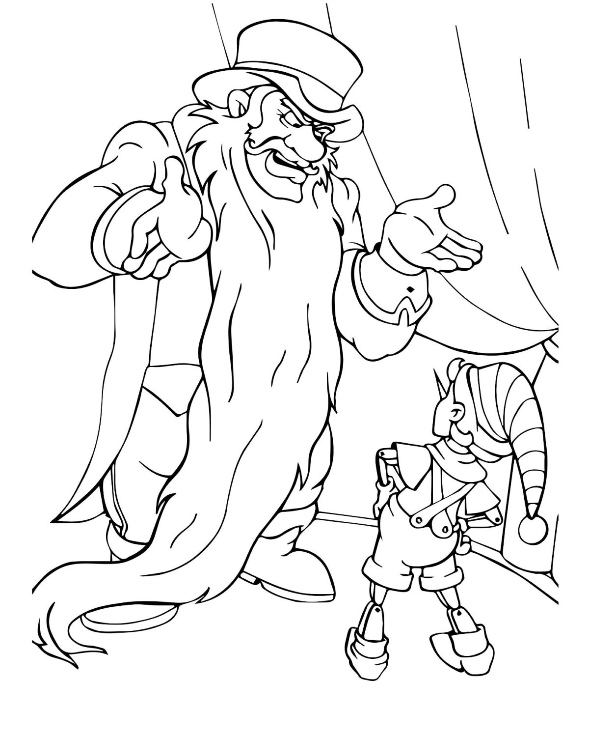 Раскраска карабас барабас и Дуремар