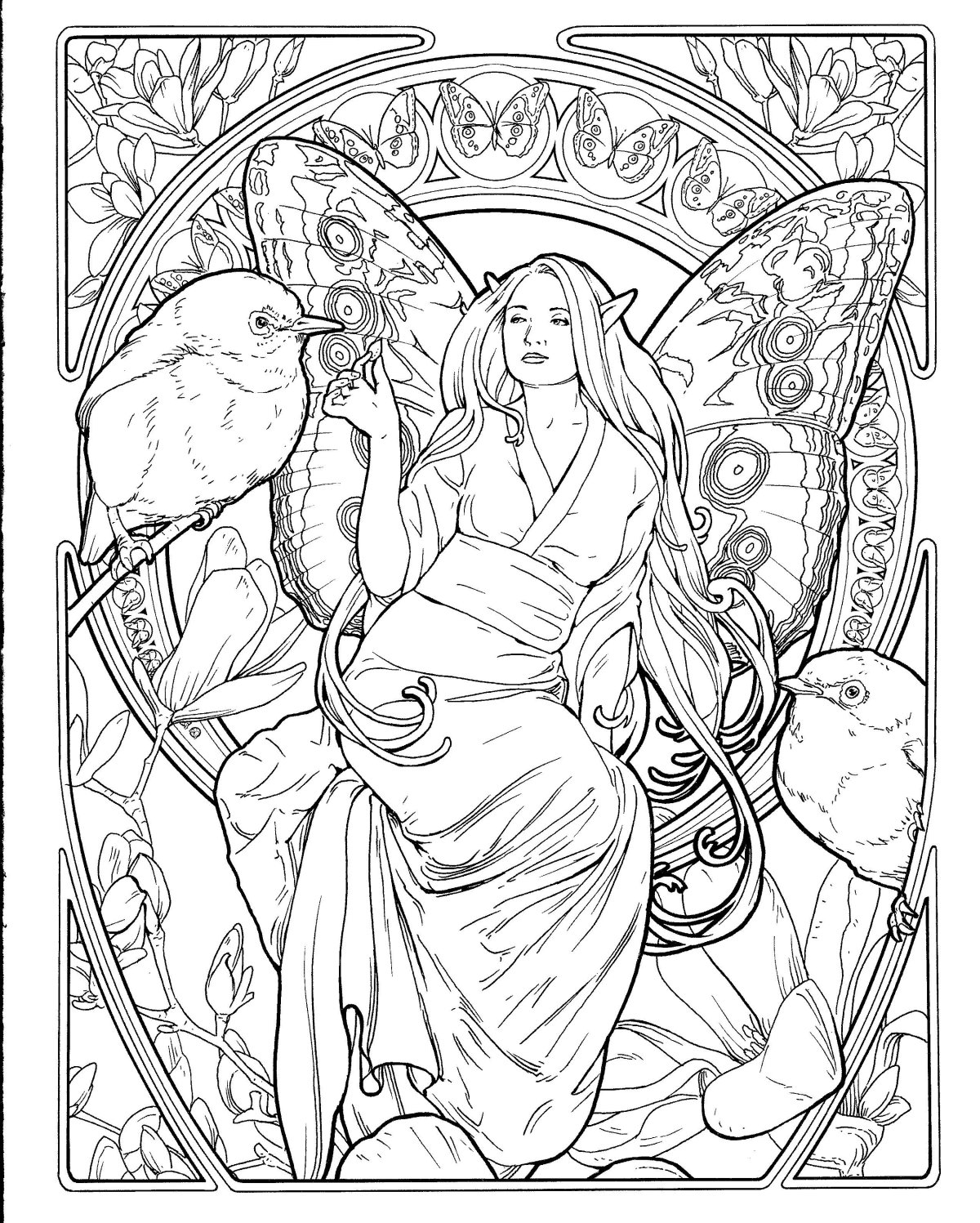 Раскраски феи сложные