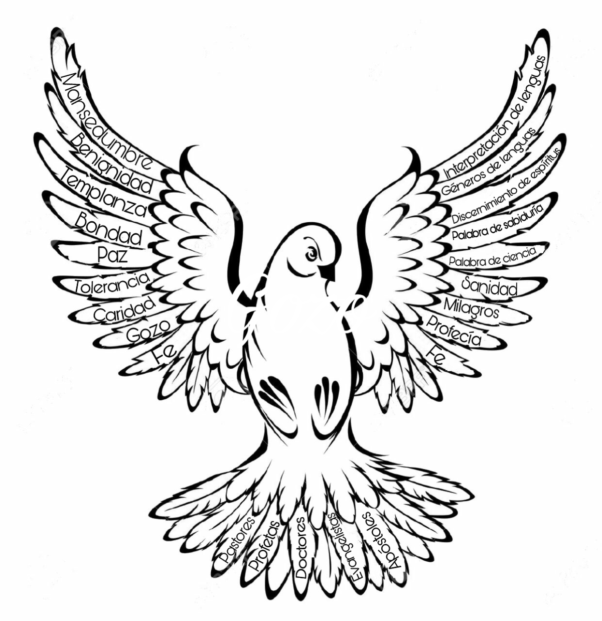 Голубь с расправленными крыльями