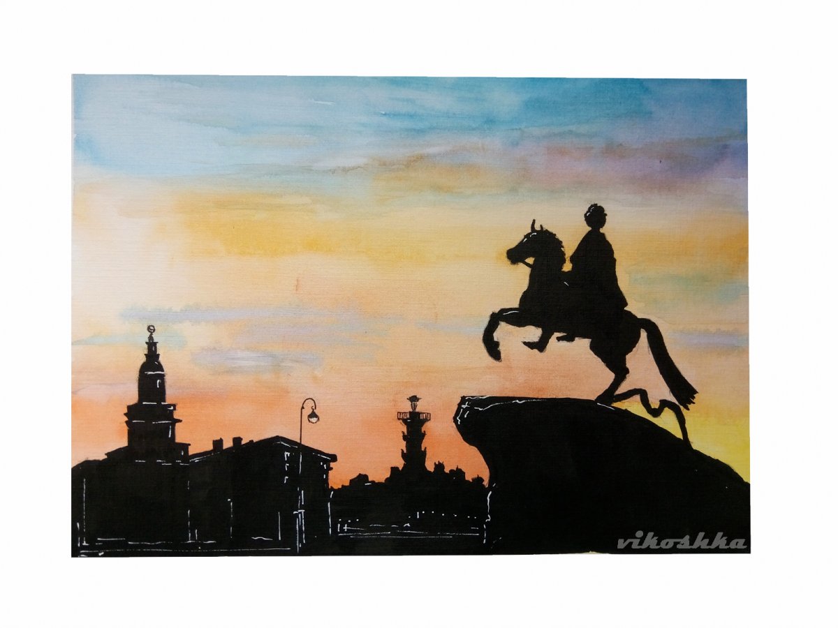 Акварельный Петербург медный всадник