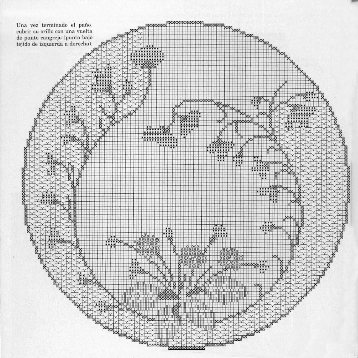 Круглая скатерть Филейка крючком схема