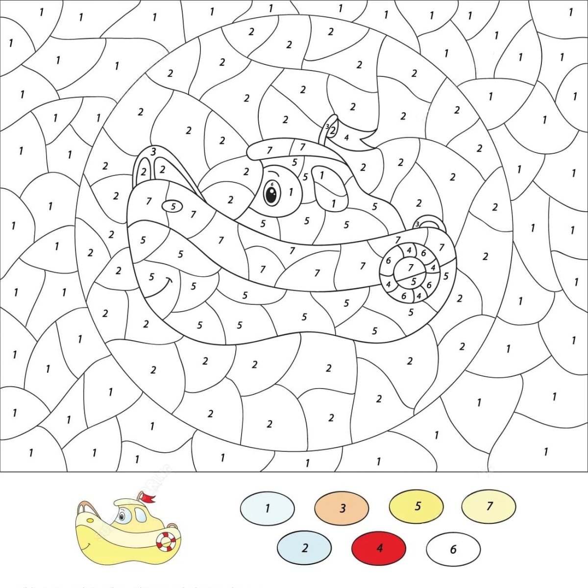 Трактор по цифрам раскраска