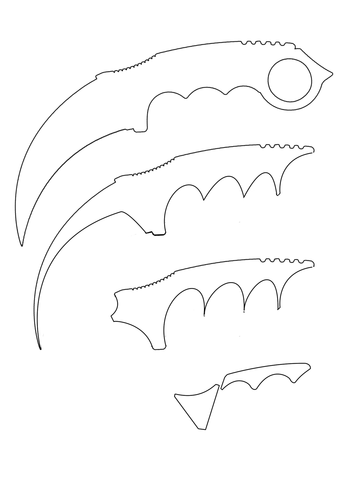 Чертёж ножа керамбит из стандофф 2