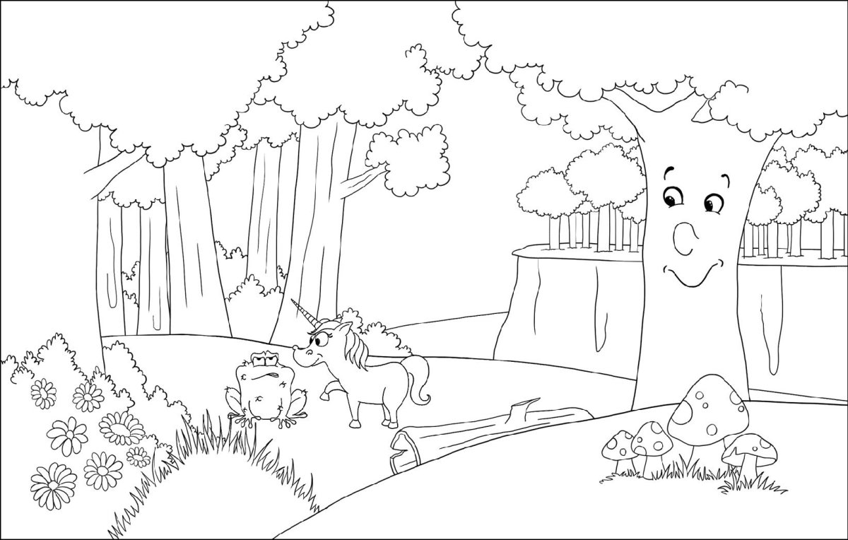 Поляна раскраска