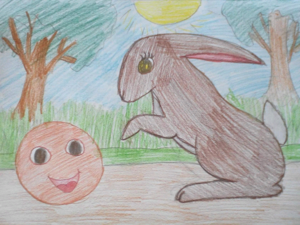 Колобок рисунок детский