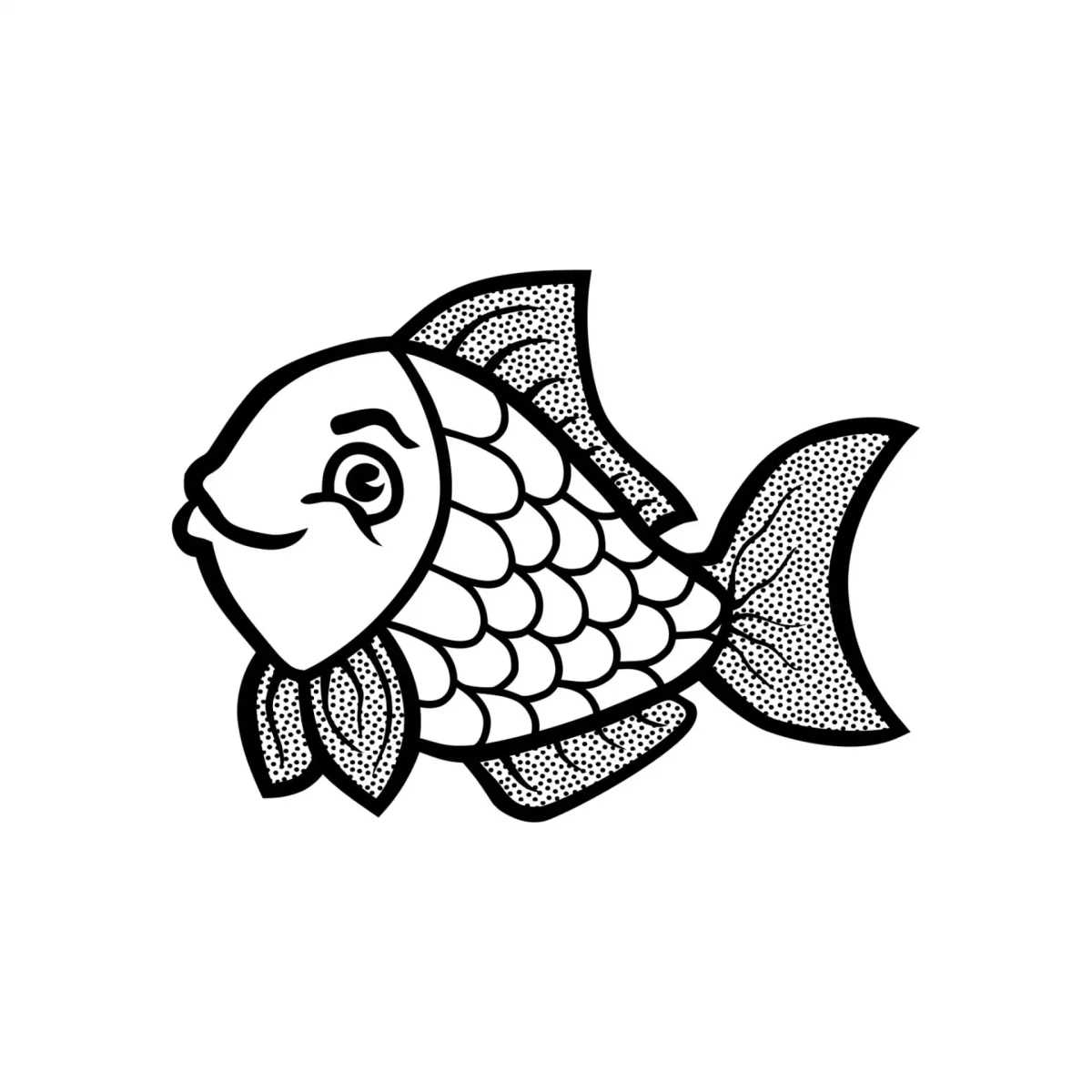 Раскраска рыбка для детей 3-4 лет