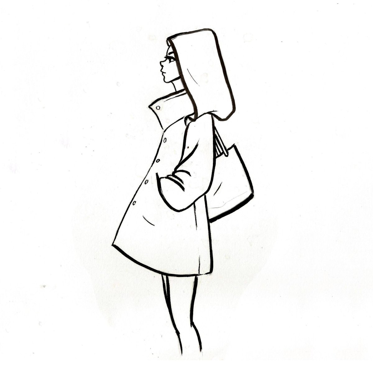 Нарисовать девочку в куртке карандашом