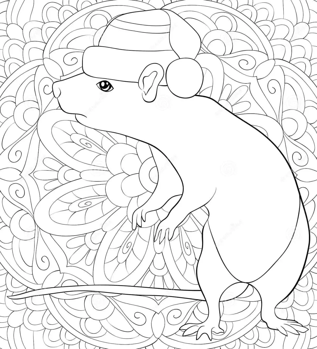 Крыса антистресс раскраска новый год