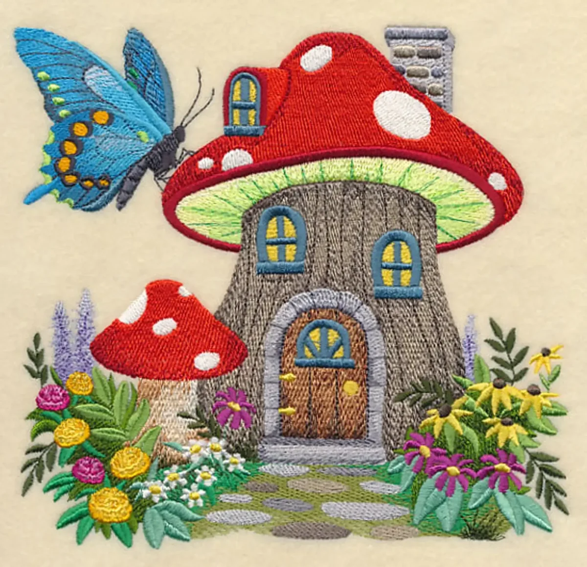 Домики вышитые гладью