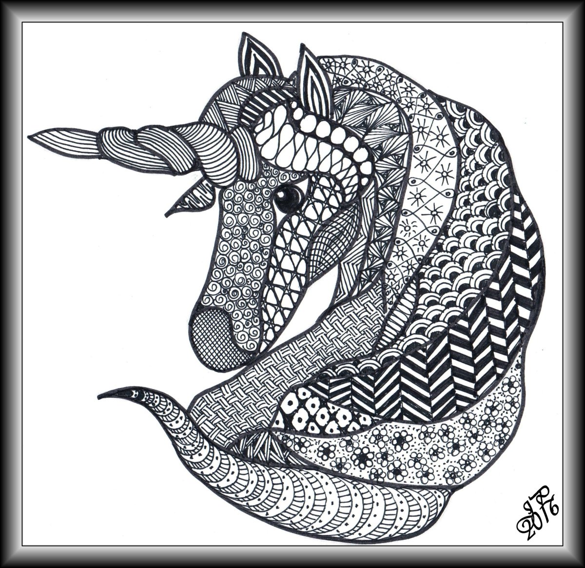 Зентангл Единорог