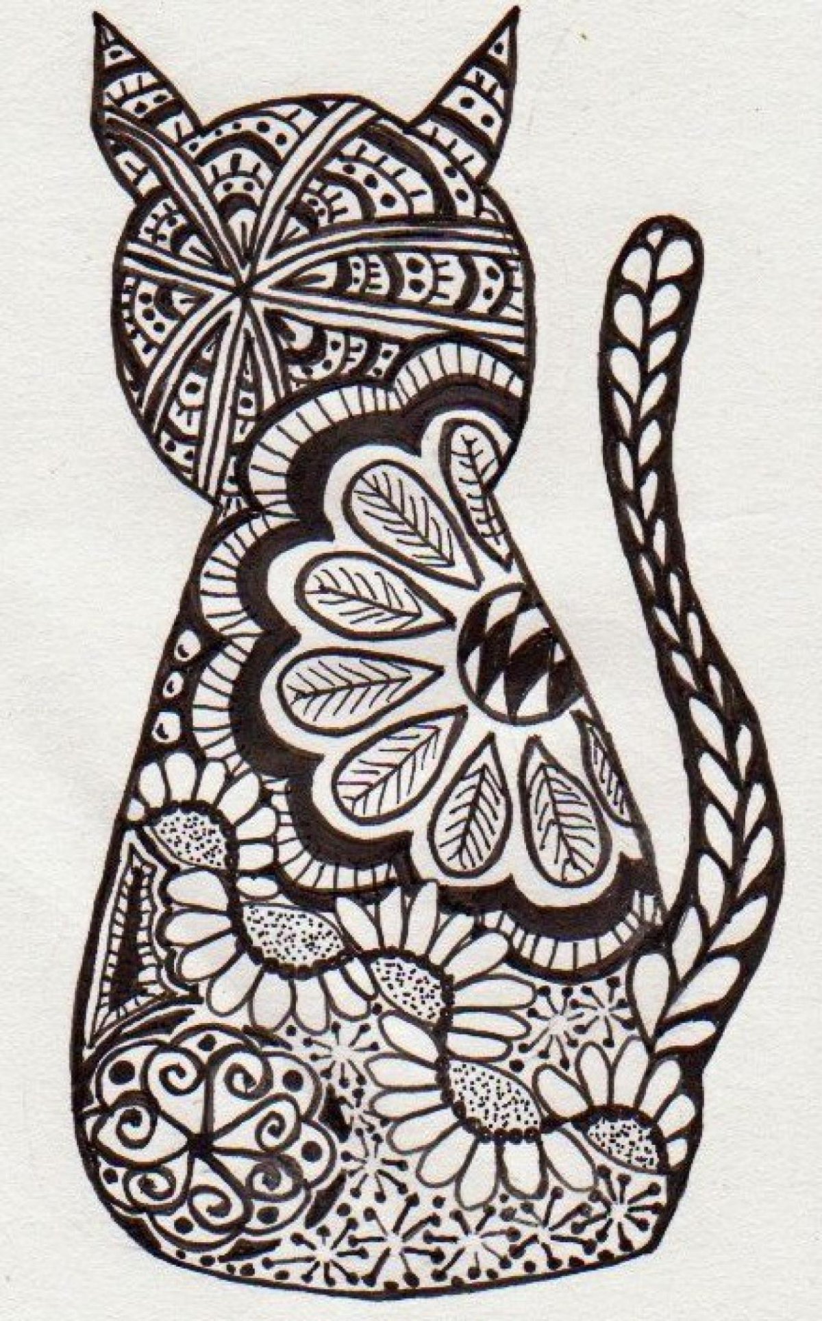 Кошка в стиле дудлинг