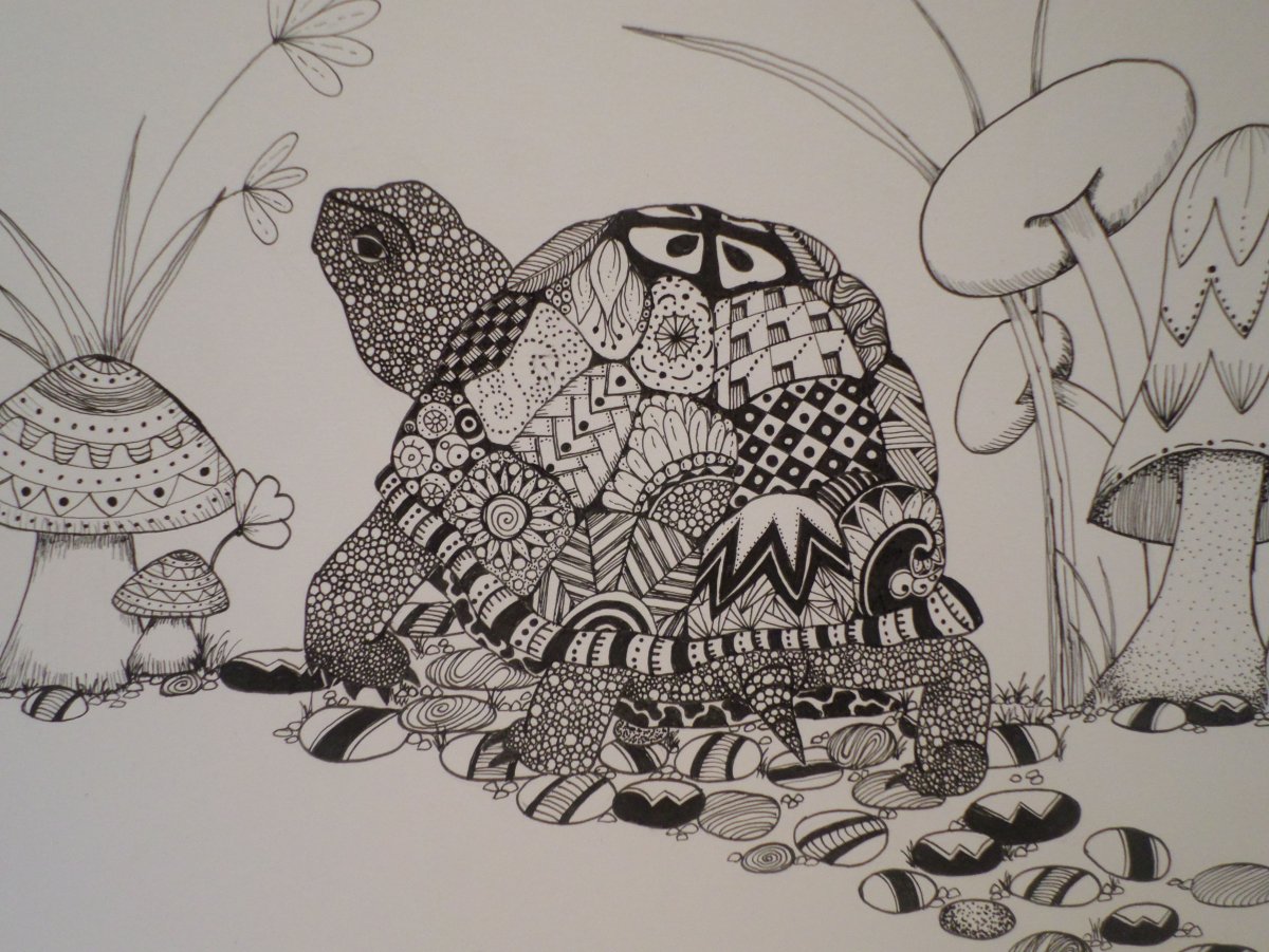 Дудлинг и Зентангл черепаха