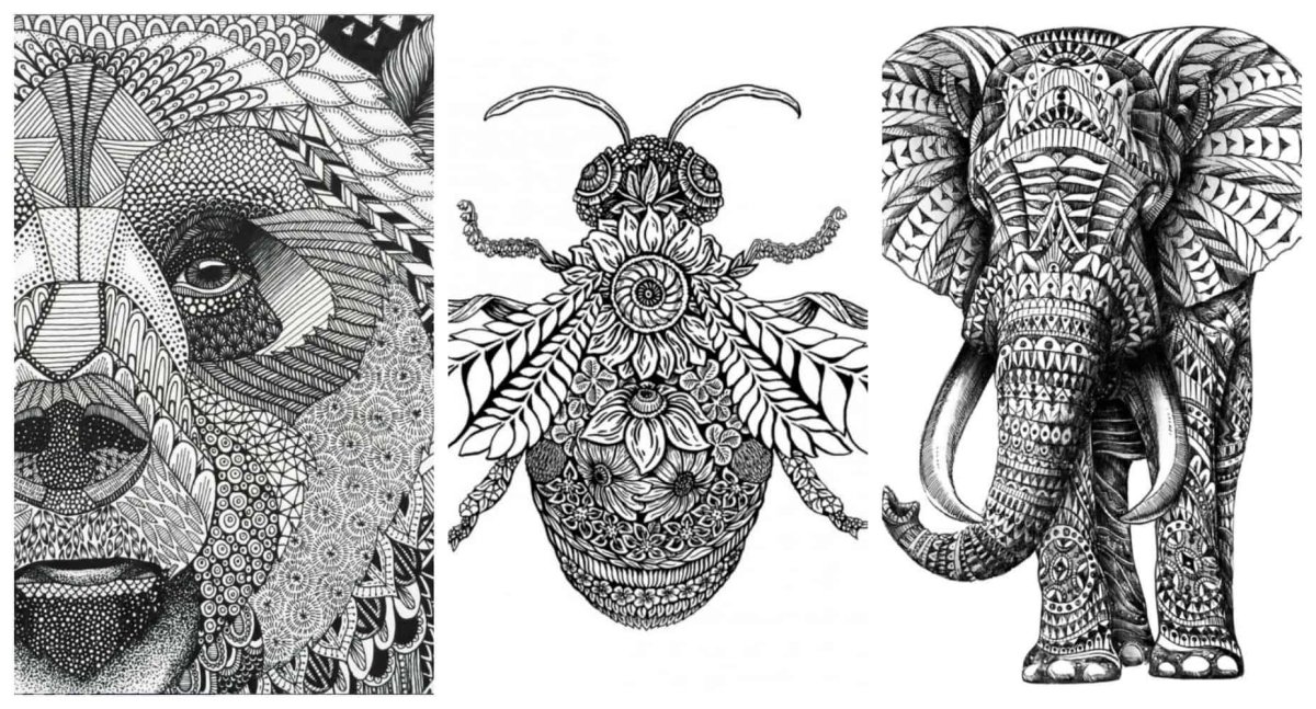 Животные в стиле дудлинг