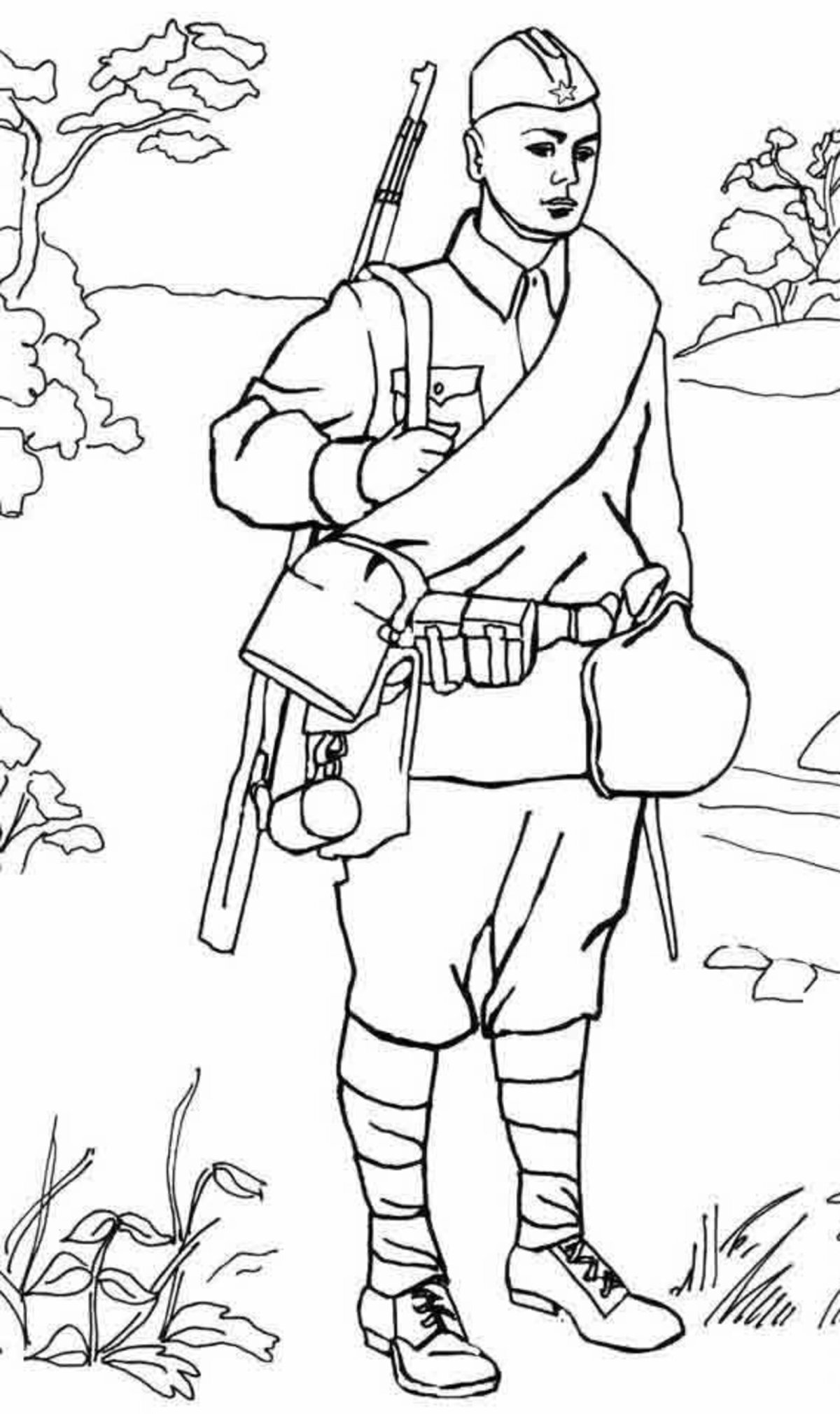 Красноармеец раскраска