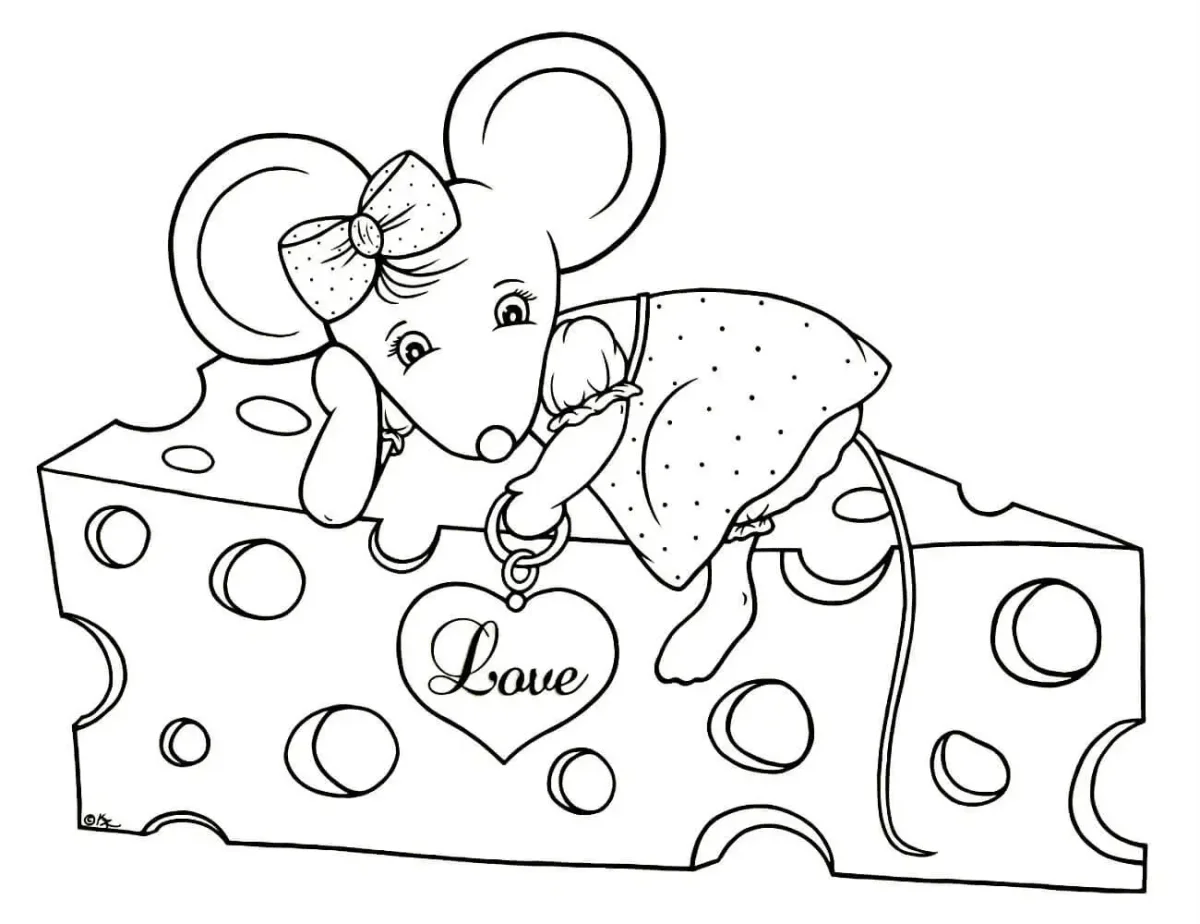 Мышь и сыр раскраска