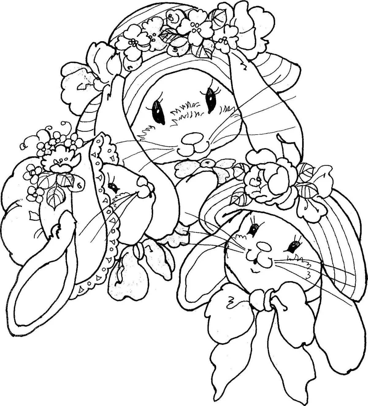 Раскраски для девочек зайчики милые