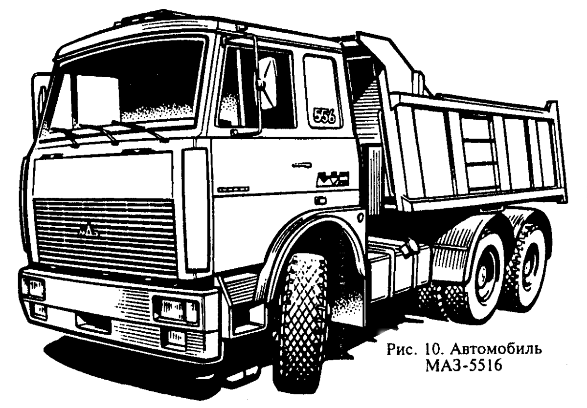 Раскраски КАМАЗ 55111 самосвал