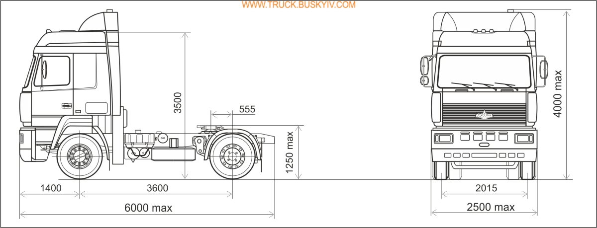 Габариты МАЗ 6430 а8
