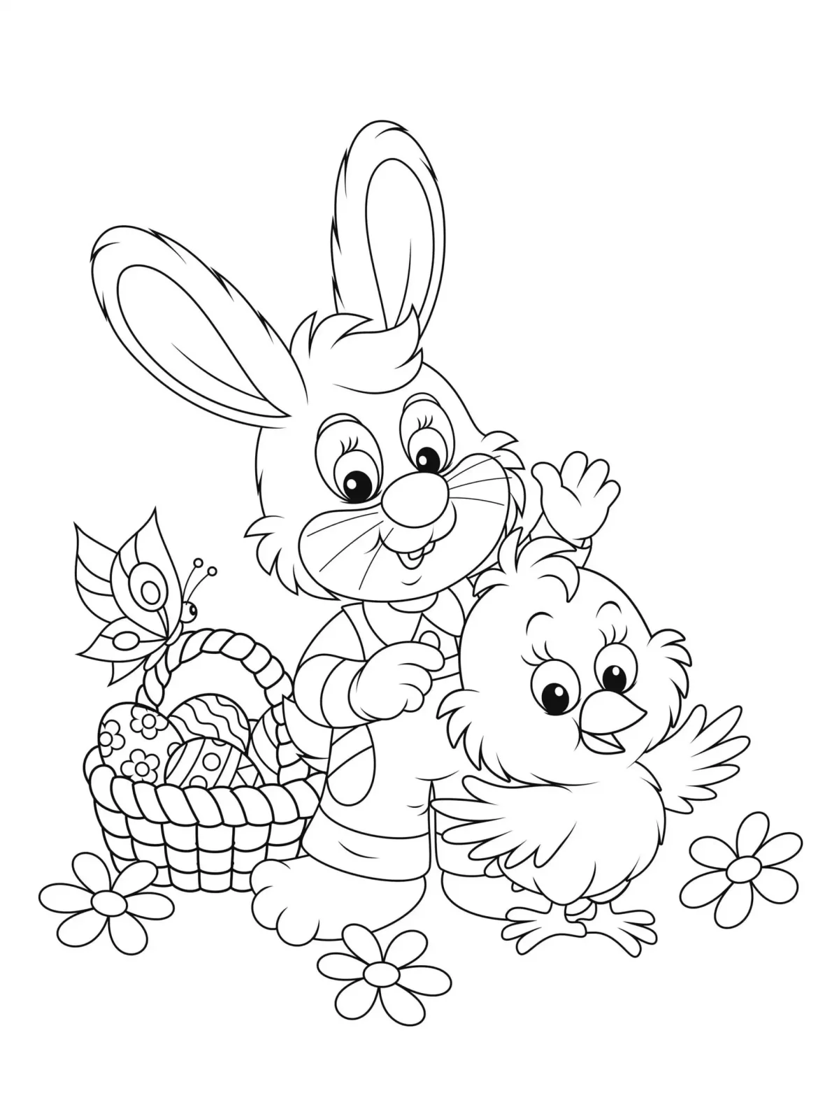 Раскраска кролик с морковкой