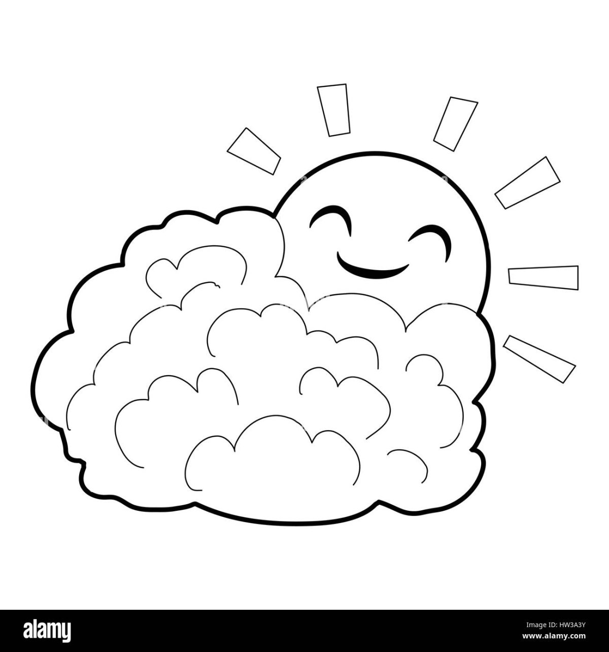 Солнце и тучка раскраска