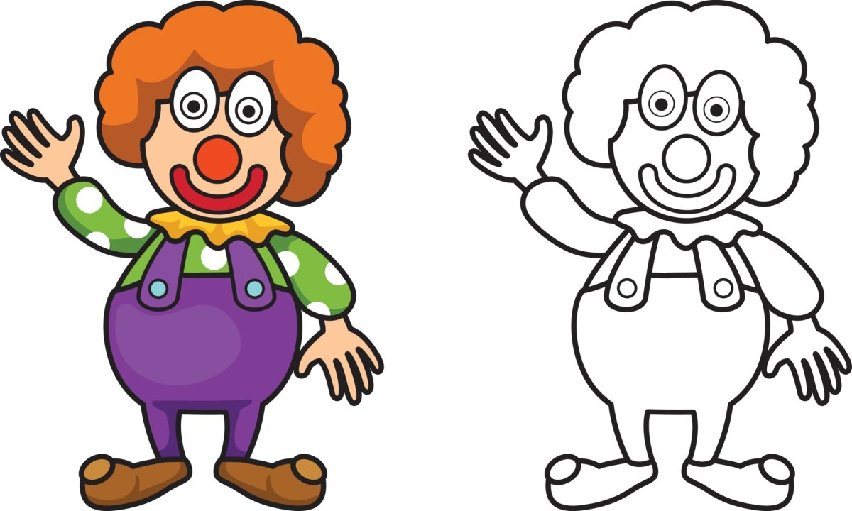 Клоун цветной и черно белый