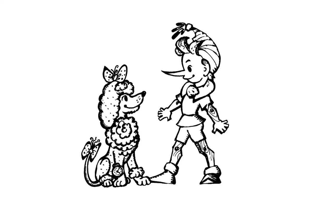 Раскраска золотой ключик или приключения Буратино Мальвина