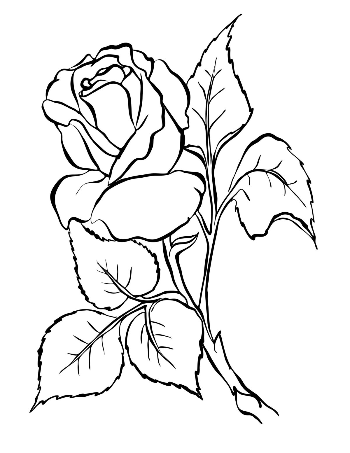 Роза раскраска для детей