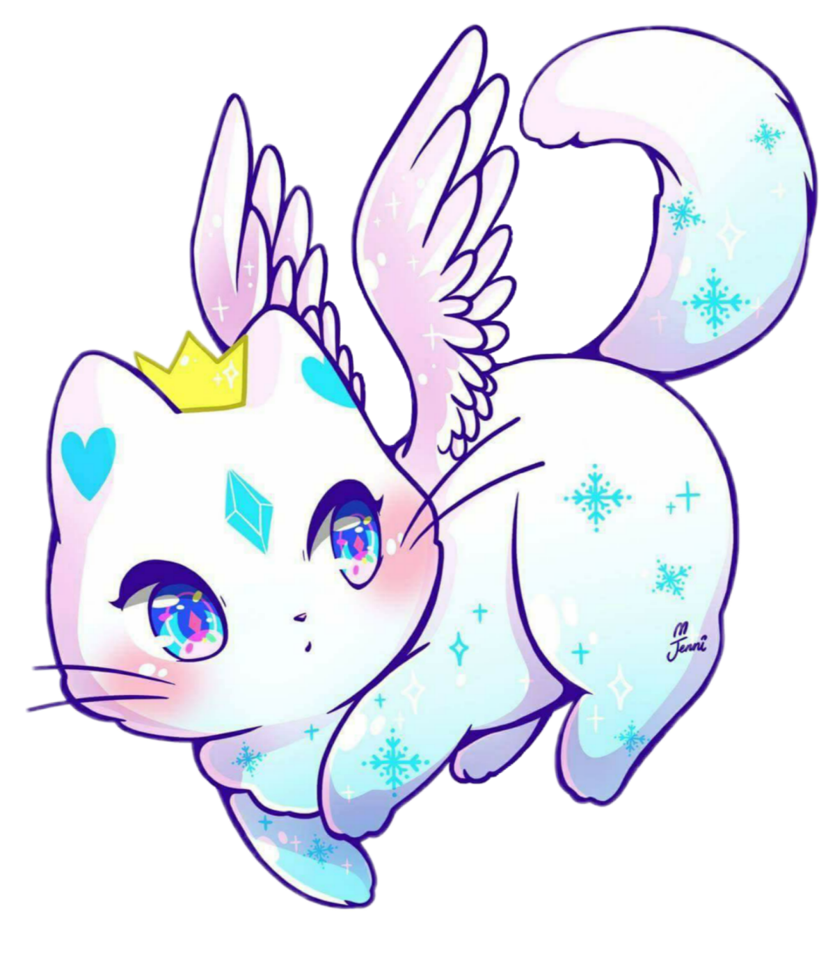 Кошка Единорог с крыльями раскраска