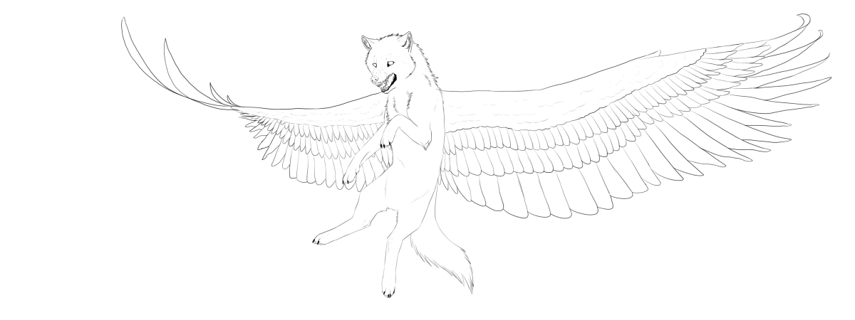 Раскраска лиса с крыльями