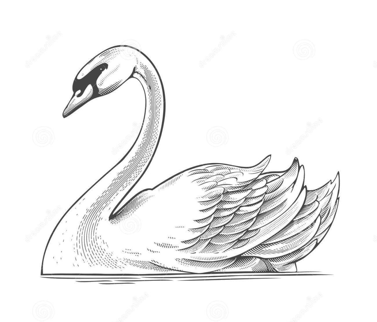 Стилизованные лебеди в полете